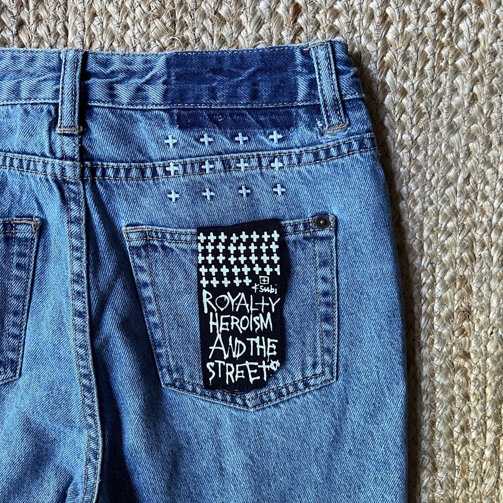 Ksubi Blue Denim Jeans with raw edges